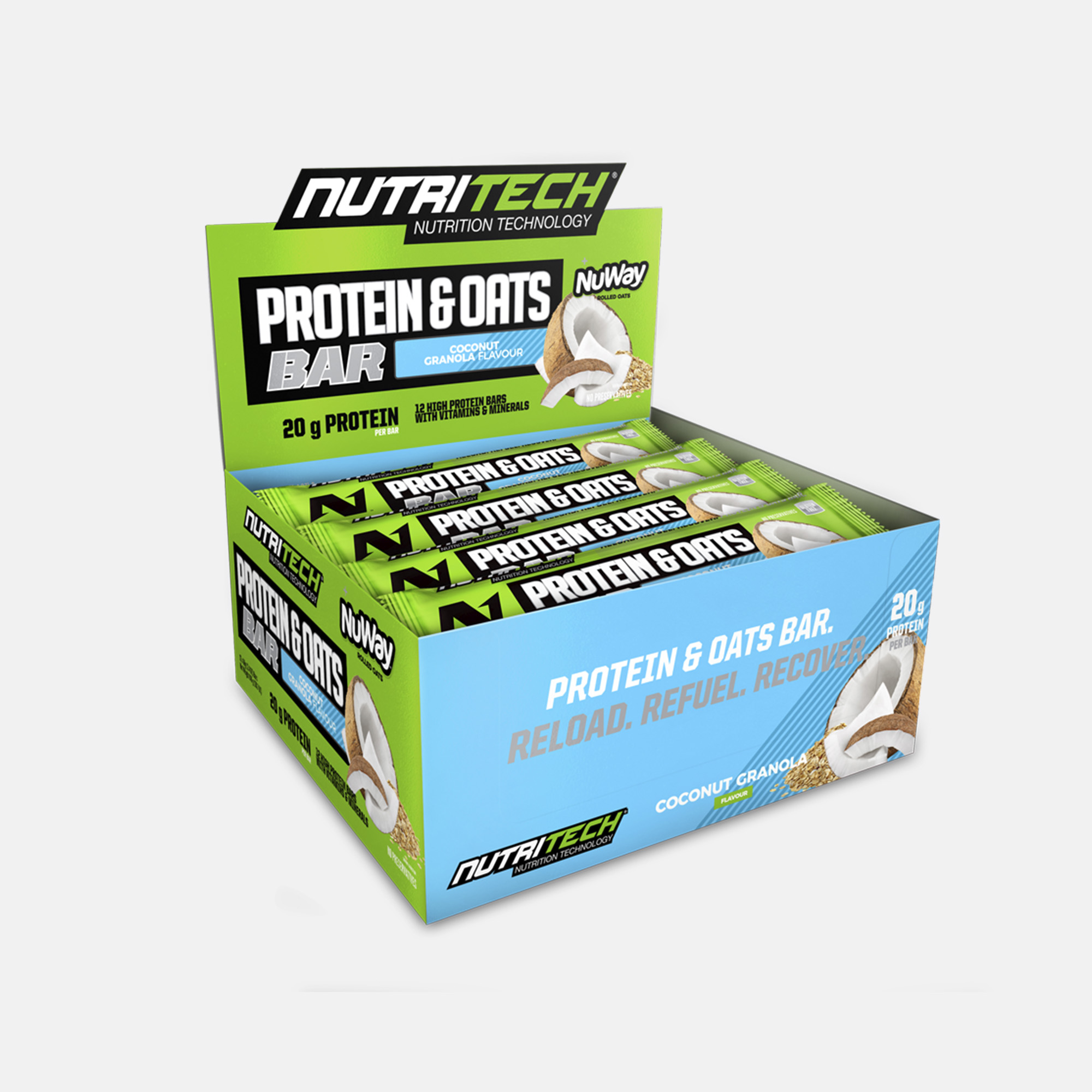 Nutritech Whey Protein & Oats Bars Coconut Granola (12 bars) REBEL Store