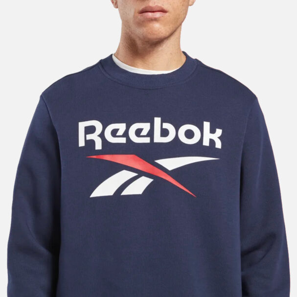 Reebok Men s Vector Stacked Logo Sweatshirt Navy REBEL Store