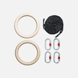 REBEL Wooden Gymnastic Rings 28mm with Carabiner Attachments - Image 4