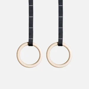 REBEL Wooden Gymnastic Rings 28mm with Carabiner Attachments