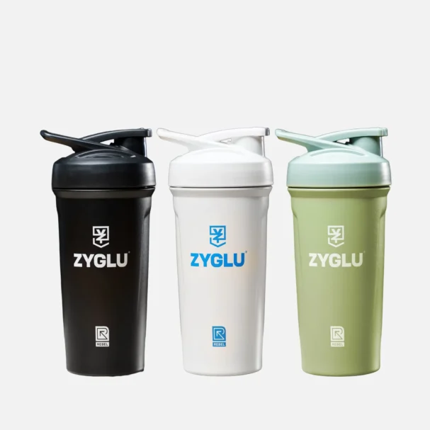 Fitness Gear - REBEL Zyglu PowerMix Stainless Steel Shaker Bottles - Group Shot - Zyglu