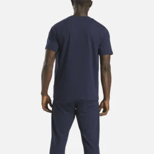 Reebok Men's Small Logo Crewneck T-Shirt Navy - Image 5