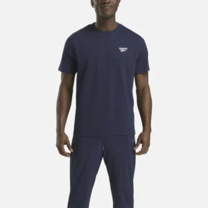 Reebok Men's Small Logo Crewneck T-Shirt Navy - Image 3