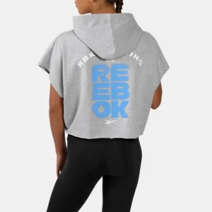 Reebok Women's Lux Graphic Sleeveless Hoodie Grey - Image 5