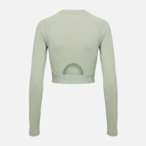 Reebok Women's ID Train Cutout Long Sleeve Cropped T-Shirt Hazy Green - Image 3