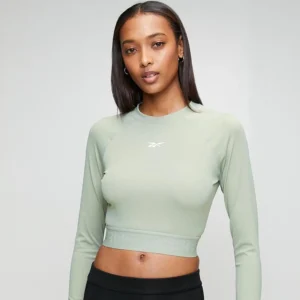 Reebok Women's ID Train Cutout Long Sleeve Cropped T-Shirt Hazy Green - Image 2