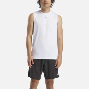 Reebok Men's ID Train Sleeveless Tech T-Shirt White - Image 4